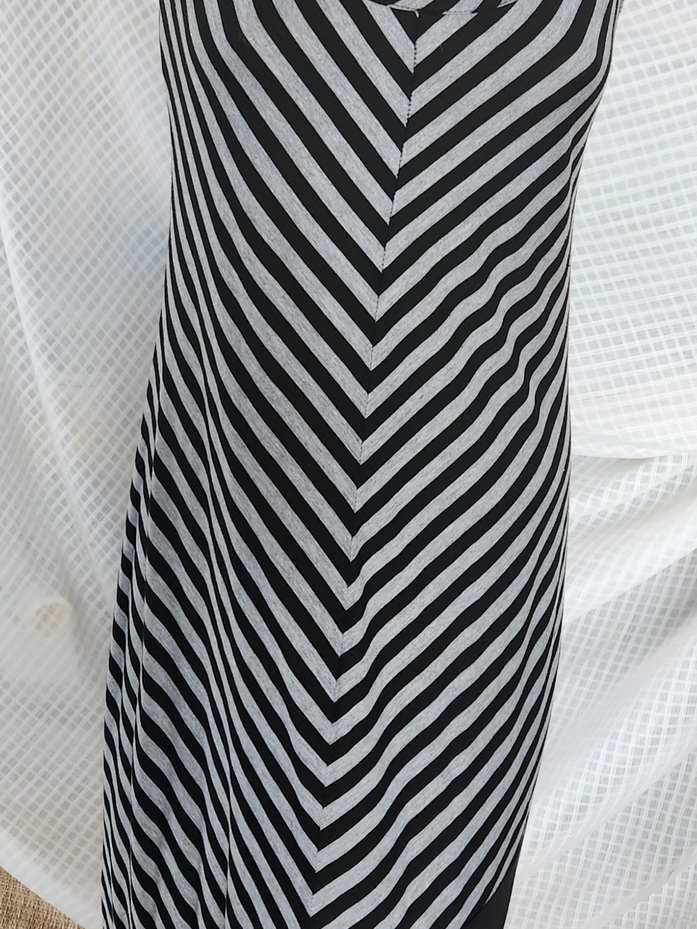Just Love Black and Gray Striped V-Neck Maxi Dress